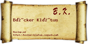 Böcker Klétus névjegykártya